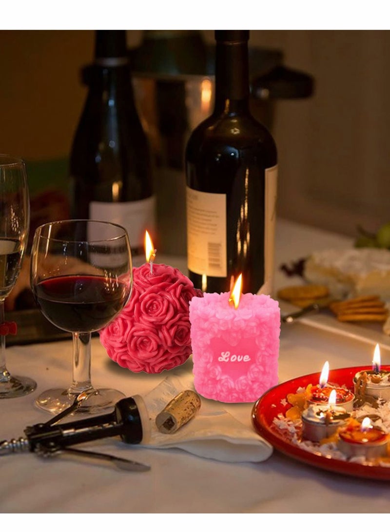 Excefore قوالب الشموع السيليكون - قوالب شمعة وردة 3D قالب عمود حب السيليكون قالب صب راتينج لعيد الحب لصنع الشموع بنفسك صابون منزلي الصنع حرف الطين البوليمر الجبس - Image 4