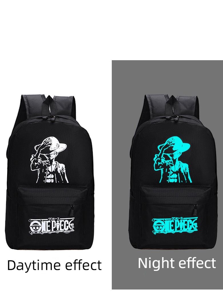 Multifunctional Waterproof Luminous School Backpack Black - Image 1