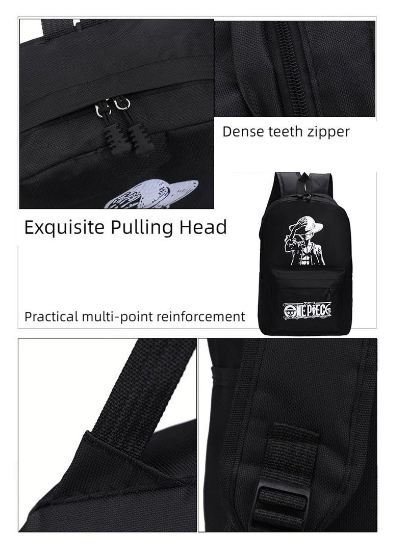 Multifunctional Waterproof Luminous School Backpack Black - Image 3