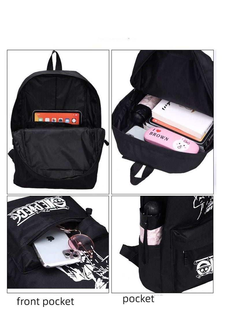 Multifunctional Waterproof Luminous School Backpack Black - Image 4