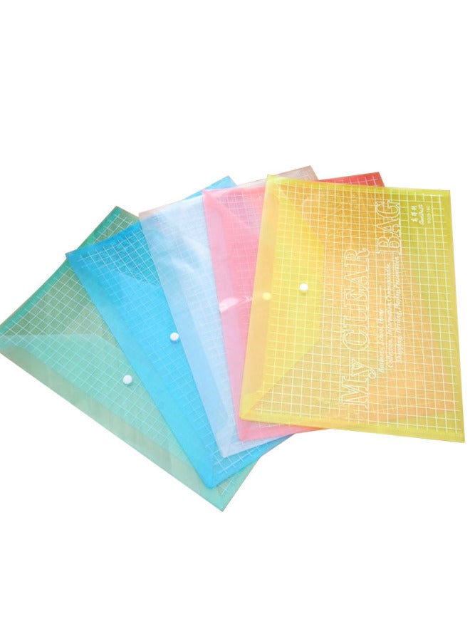 HELPS Office Stationery Transparent Snap File Bag Student Plastic Paper Storage Bag Waterproof A4 Color Thickened File Bag - Image 4