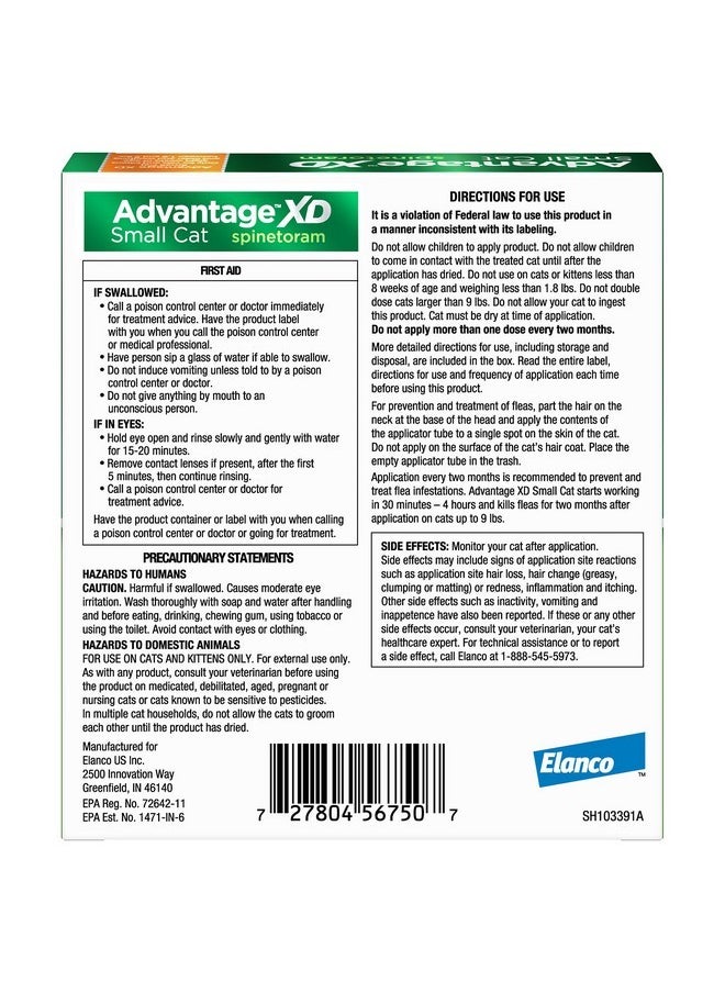 Advantage Advantage XD Small Cat Flea Prevention & Treatment For Cats 1.8-9lbs. | 4-Topical Doses, 2-Months of Protection Per Dose  - Image 2