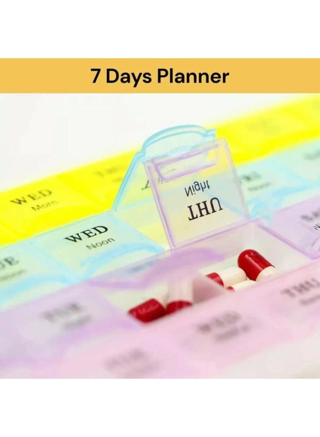 Large 7-Day Weekly Pill Organizer – 4 Times a Day Medicine Box with Moisture-Resistant Compartments, Portable Travel-Friendly Pill Case for Tablets, Vitamins, Supplements, and Candy, Bright Colorful Design, Easy to Use and Clean - Image 3