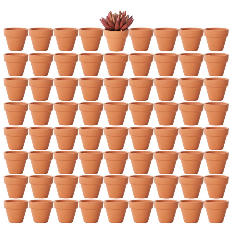 Yishang 19 Inch Tiny Terracotta Pots Pack of 72Small Mini Clay Pots with Drainage Holes Flower Nursery Terra Cotta Planter for Tiny Cactus Herb lithopSucculent PlantsCraftsWedding Favor