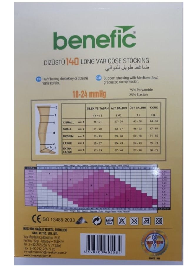 benefic - LONG VARICOSE STOCKING , LONG ELASTIC SOCKS Compression 18-24 mmH - Image 1