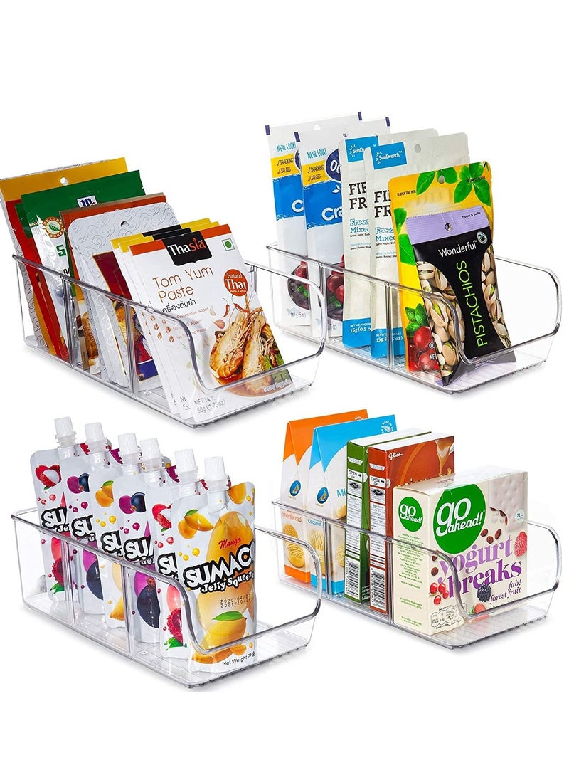 4 Pack Food Packet Organizer Bins, Plastic Clear Pantry Bins for Holding Seasoning Packets, Spice Packets, Pouches, Snacks in Kitchen, Cabinets or Countertop, with 2 Removable Dividers - pzsku/ZE935830261FBB8ECDFA5Z/45/_/1684570318/f9678b24-19f5-4f67-91c7-964136baeede