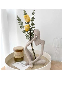 GUDOO Thinker Statues and Sculptures Sandstone Resin Thinker Statue Ornaments Abstract Style Sculptures Housewarming Gifts Housewarming Decorations Living Room Dining Desk Decorations Right Small  - Image 1