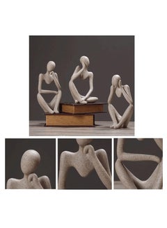 GUDOO Thinker Statues and Sculptures Sandstone Resin Thinker Statue Ornaments Abstract Style Sculptures Housewarming Gifts Housewarming Decorations Living Room Dining Desk Decorations Right Small  - Image 3