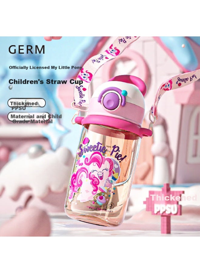 Germ Little My Little Pony Summer Children'S Plastic Cup, Girls Straw Water Cup, Student Kindergarten Cup, 480Ml, Pink - Image 1