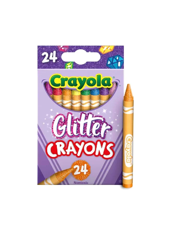 Crayola 24-Piece Nontoxic Glitter Crayon Set Multicolour 11.43 x 7.14 x 2.7 cm CRA5237150001