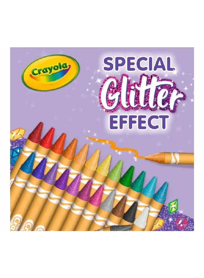 Crayola 24-Piece Nontoxic Glitter Crayon Set Multicolour 11.43 x 7.14 x 2.7 cm CRA5237150001