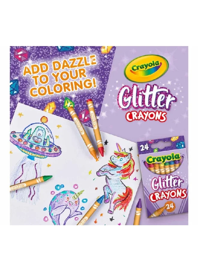 Crayola 24-Piece Nontoxic Glitter Crayon Set Multicolour 11.43 x 7.14 x 2.7 cm CRA5237150001