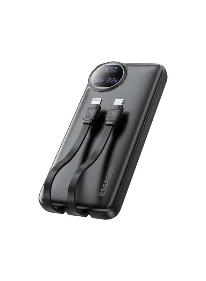 Essager Power Bank 10000mAh Portable Charger with Built-in Cable Digital Display Battery Capacity 22.5W  Samsung and iPhone 15 14 13 pro - Image 1
