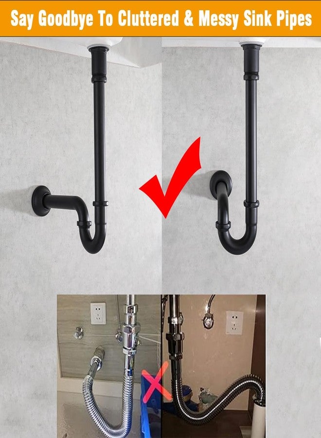 RANDOM Matte Black P Trap Bathroom Sink U-Shape 1-1/4 inch Sink Trap with Slip Joint Extension Tube,Adjustable Height Sink Waste Drain Bottle P-Trap Kit,Brass Basin Sink Plumbing.RD83555MB-L - Image 3