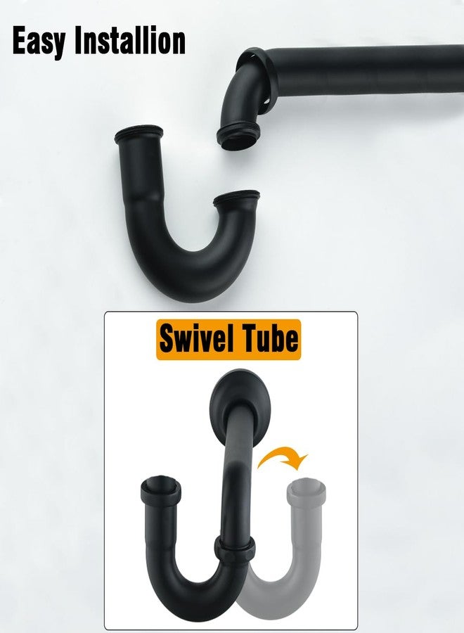 RANDOM Matte Black P Trap Bathroom Sink U-Shape 1-1/4 inch Sink Trap with Slip Joint Extension Tube,Adjustable Height Sink Waste Drain Bottle P-Trap Kit,Brass Basin Sink Plumbing.RD83555MB-L - Image 4