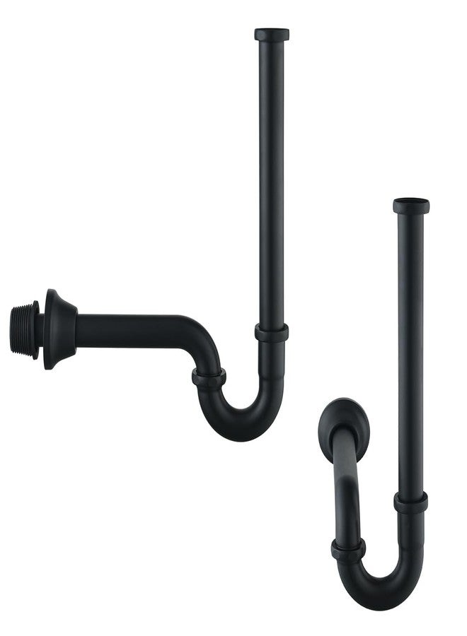 RANDOM Matte Black P Trap Bathroom Sink U-Shape 1-1/4 inch Sink Trap with Slip Joint Extension Tube,Adjustable Height Sink Waste Drain Bottle P-Trap Kit,Brass Basin Sink Plumbing.RD83555MB-L - Image 1