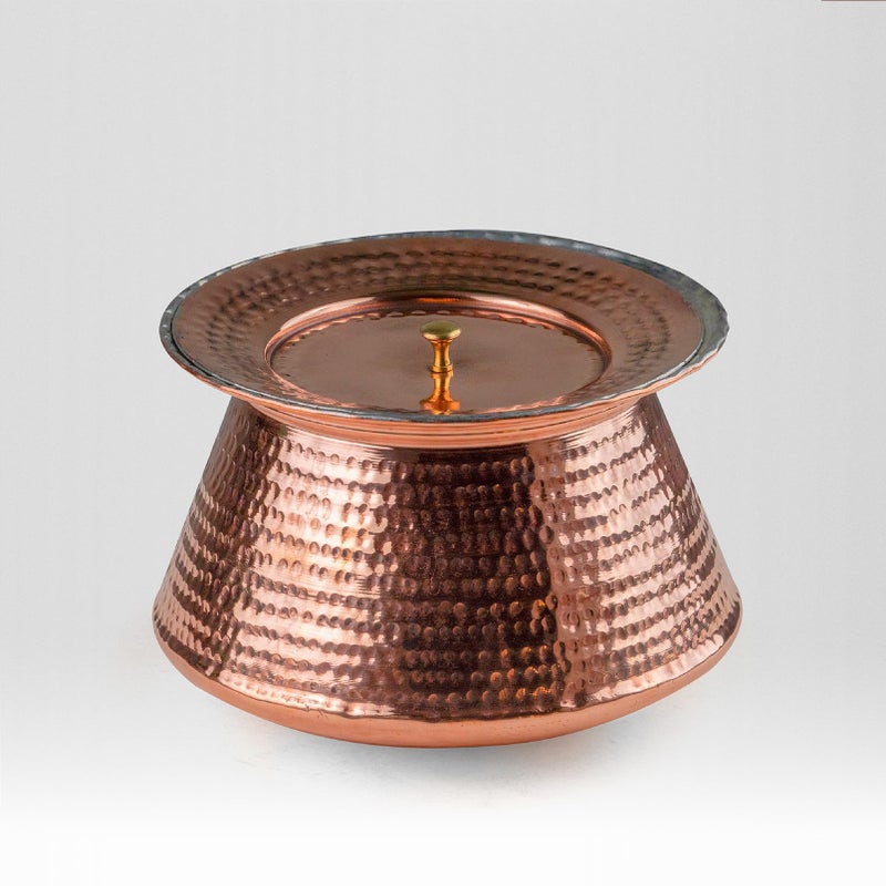 Healthsmith Healthsmith Pure Copper Handi for Cooking, Copper Utensil with Tin Lining and Lid, Hammered Cookware,Volume- 4 litres  - Image 1