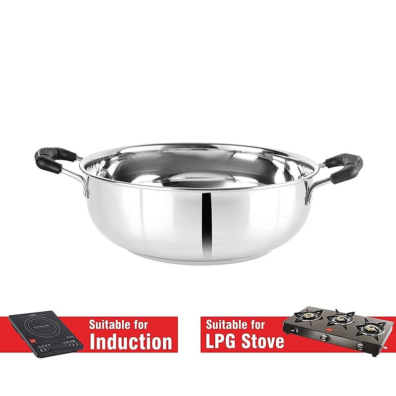 RJ kitchenware Store Stainless Steel Induction Compatible Stainless Steel Kadhai 3 LTR uses for Gas Stove Gas chulha Electric Gas and Induction - Image 4