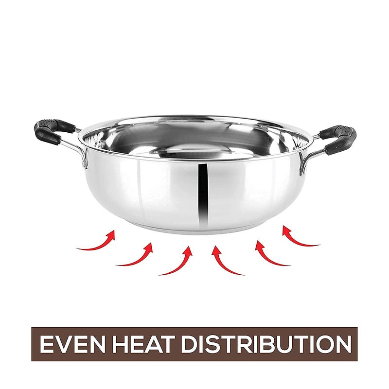 RJ kitchenware Store Stainless Steel Induction Compatible Stainless Steel Kadhai 3 LTR uses for Gas Stove Gas chulha Electric Gas and Induction - Image 5