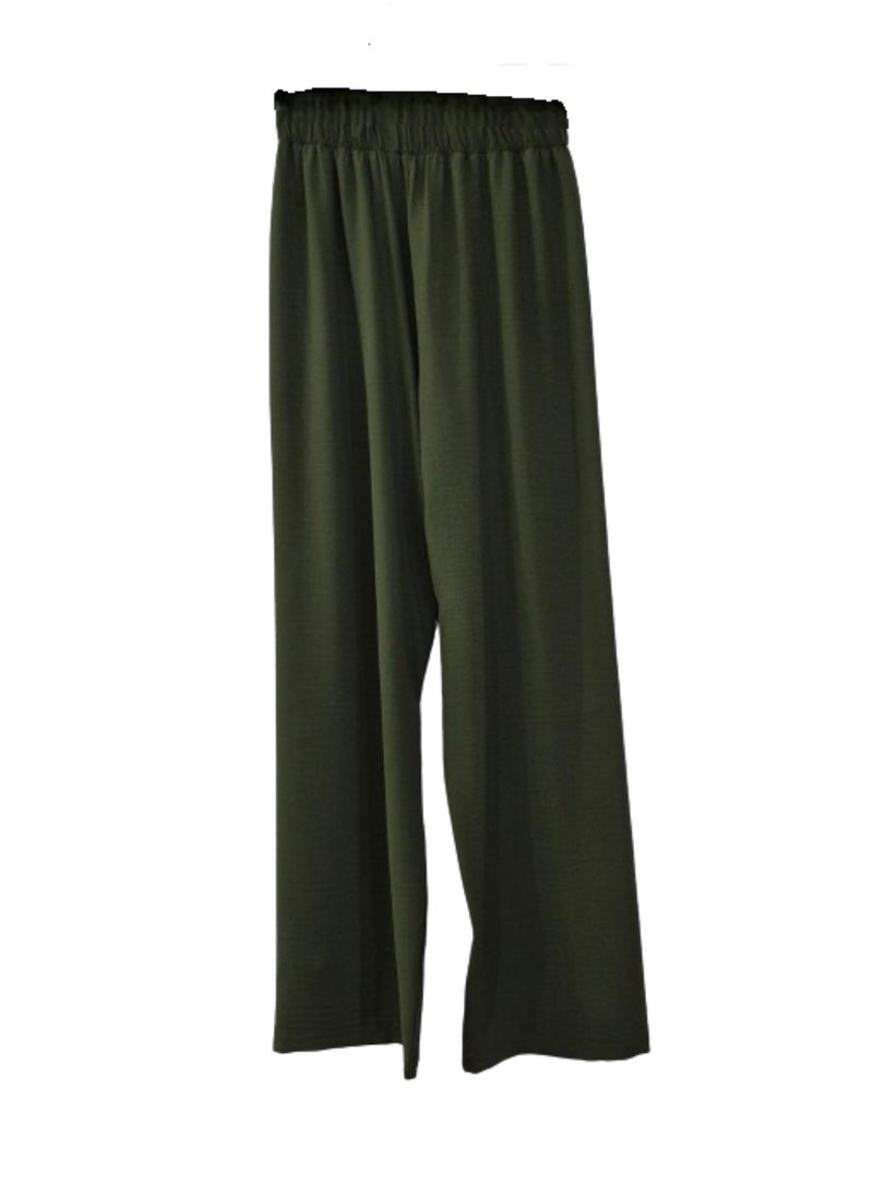 Styley - womaen wide pants dark green color CY fabric - Image 1