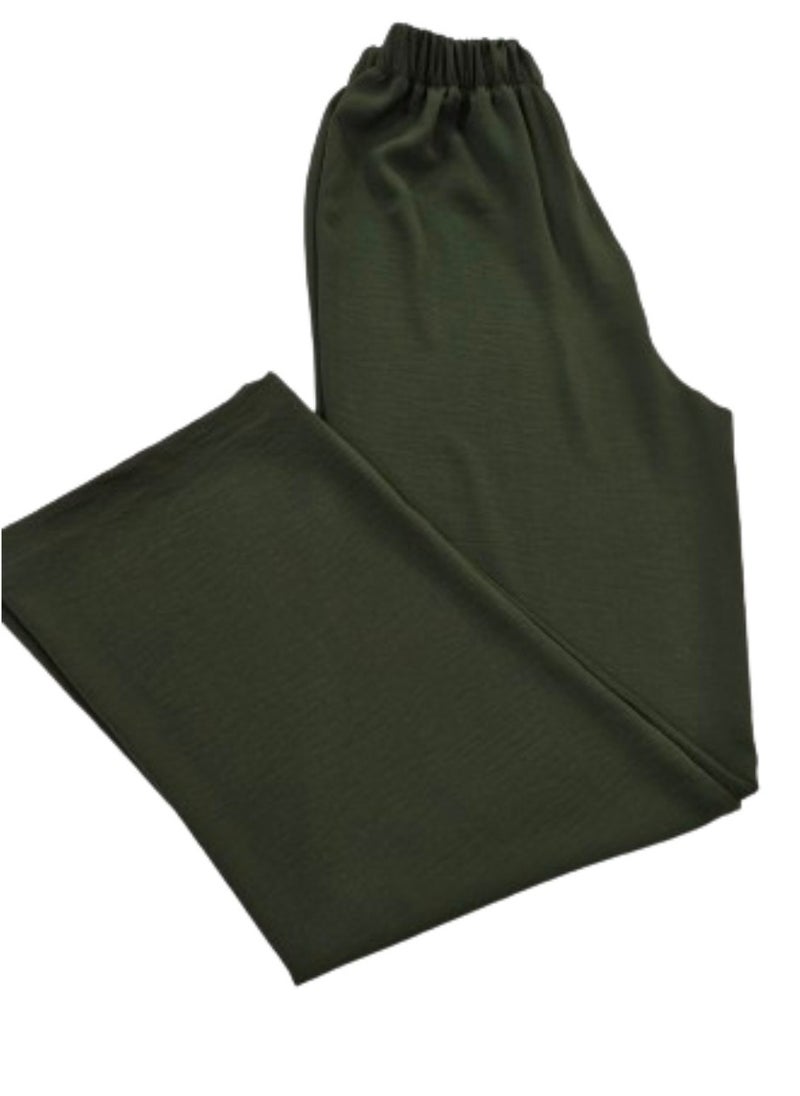 Styley - womaen wide pants dark green color CY fabric - Image 1