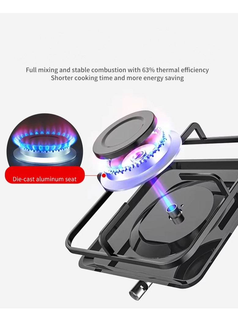 موقد غاز ستارلوكس محمول للتخييم في الهواء الطلق مع موقد مدمج و4 شعلات للطهي نظام مطبخي للأجهزة المنزلية SGS-6004B (أسود) - Image 3