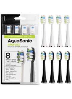 Aquasonic AquaSonic Duo PRO 8-Pack Replacement Brush Heads - Upgraded Proflex Brush Heads for Improved Plaque Removal - Genuine AquaSonic  - Image 1