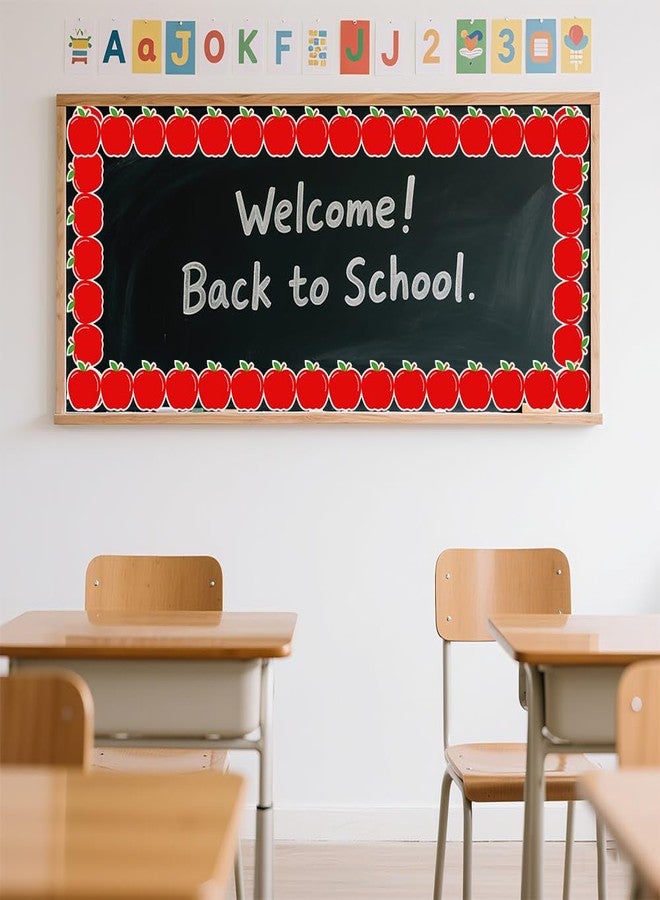 AWEELON 65.6Ft Back to School Bulletin Board Border Apple Trim Non-Stick Red Paper Border Roll for Classroom Chalkboard Decoration - Image 5