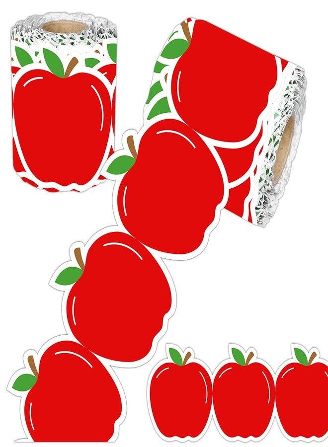 AWEELON 65.6Ft Back to School Bulletin Board Border Apple Trim Non-Stick Red Paper Border Roll for Classroom Chalkboard Decoration - Image 1