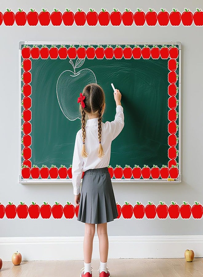 AWEELON 65.6Ft Back to School Bulletin Board Border Apple Trim Non-Stick Red Paper Border Roll for Classroom Chalkboard Decoration - Image 4