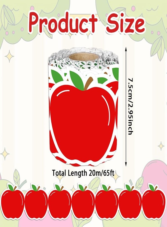 AWEELON 65.6Ft Back to School Bulletin Board Border Apple Trim Non-Stick Red Paper Border Roll for Classroom Chalkboard Decoration - Image 2