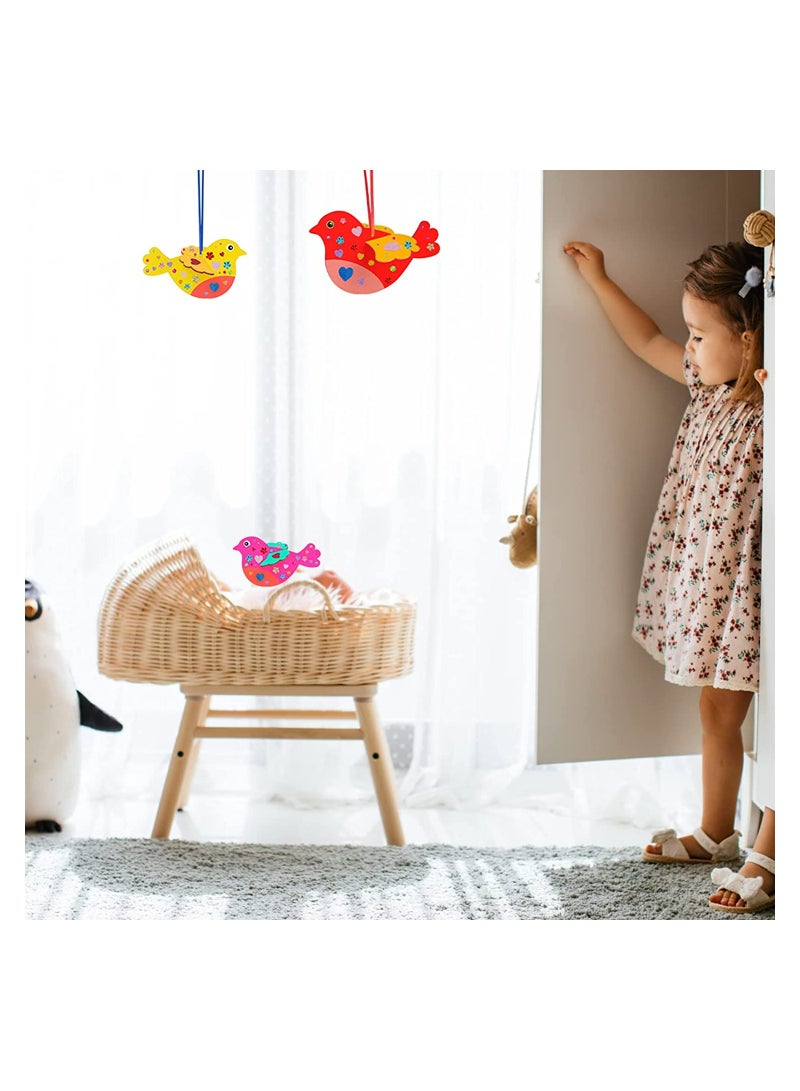 SYOSI Pack of 8 Mobile Make Your Own Wooden Bird Crafts for Kids DIY Paint and Build Your Own Wooden Animal Crafts Set for Boys Girls Birthday Creative Activities Gift - Image 5