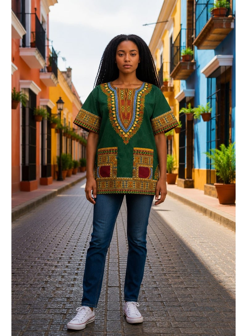 Women's Printed Short-Sleeve Casual Tunic Blouse - Image 1