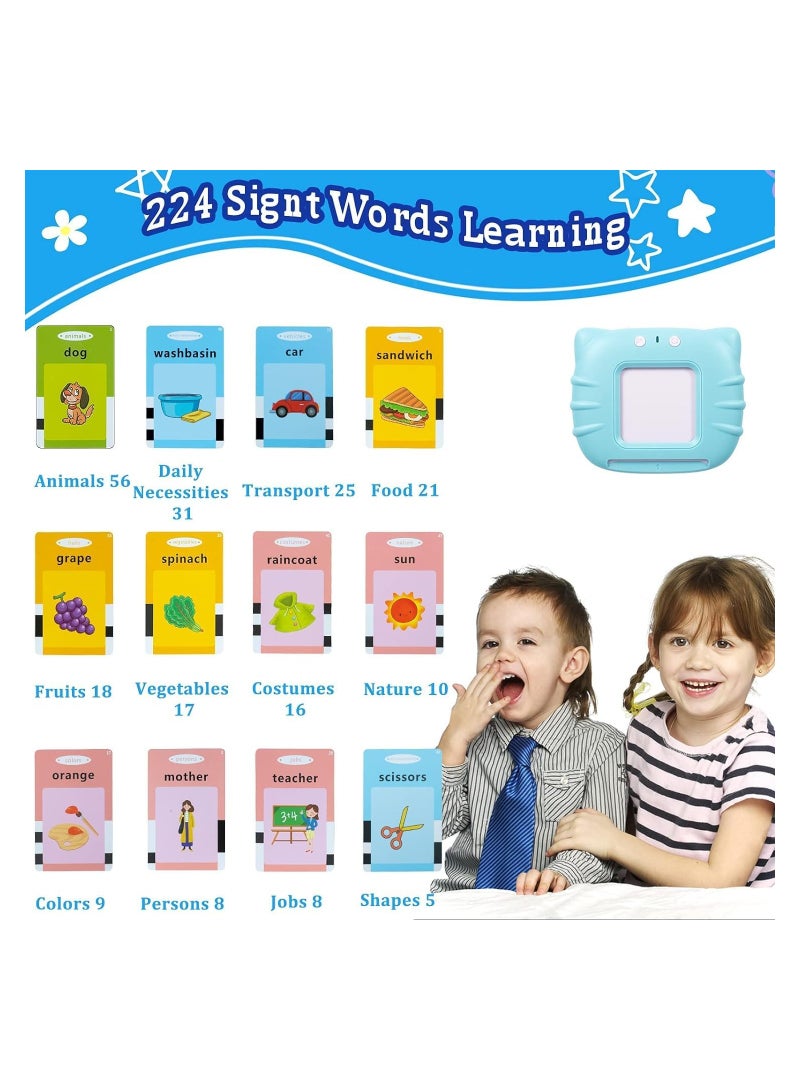 Flash Cards Educational Learning Toys for 2 3 4 5 6 Year Old Boys and Girls with Sound Effect, 224 Sight Words Learning, Birthday Christmas Toddler Toys Blue - Image 3