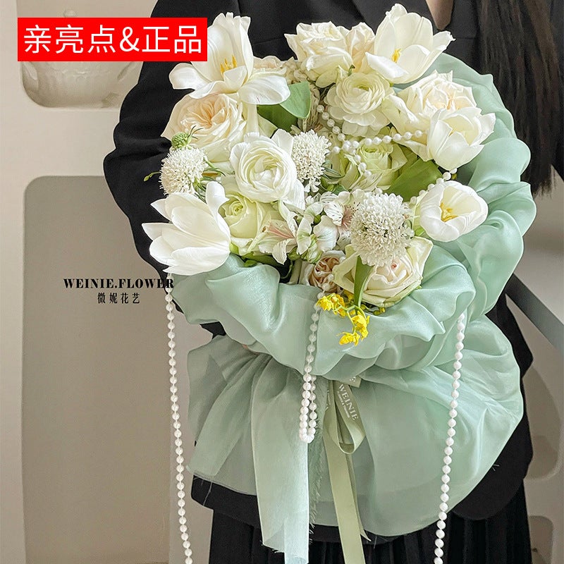In-Stock Dropshipping Flower Packaging Accessories Materials Handmade Decorative Bouquet-Shaped Pearl Chain Gifts - Image 3