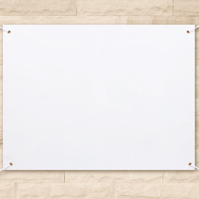 Zonon Large Blank Banners And Signs Polyester Oxford Cloth Sublimation Banner To Decorate With Hanging Rope For Indoor Wall Outdoor Easy Hang Diy Signs For Business Office(White,4 x 3 Feet) - Image 1