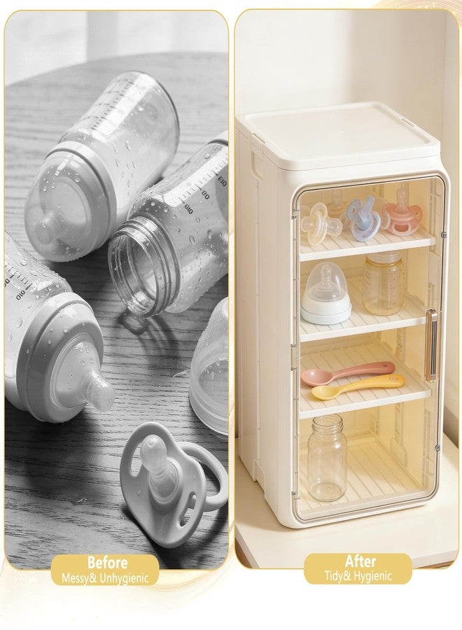 Wenceda Baby Bottle Organizer, 3/4 Tier Bottles Storage Organizer, Baby Bottle Drying Rack for Bottles, Pacifiers,Pump Parts, Clear Station Organize Container for Bathroom, Cabinet, Pantry, Vanity, Countertop - Image 5