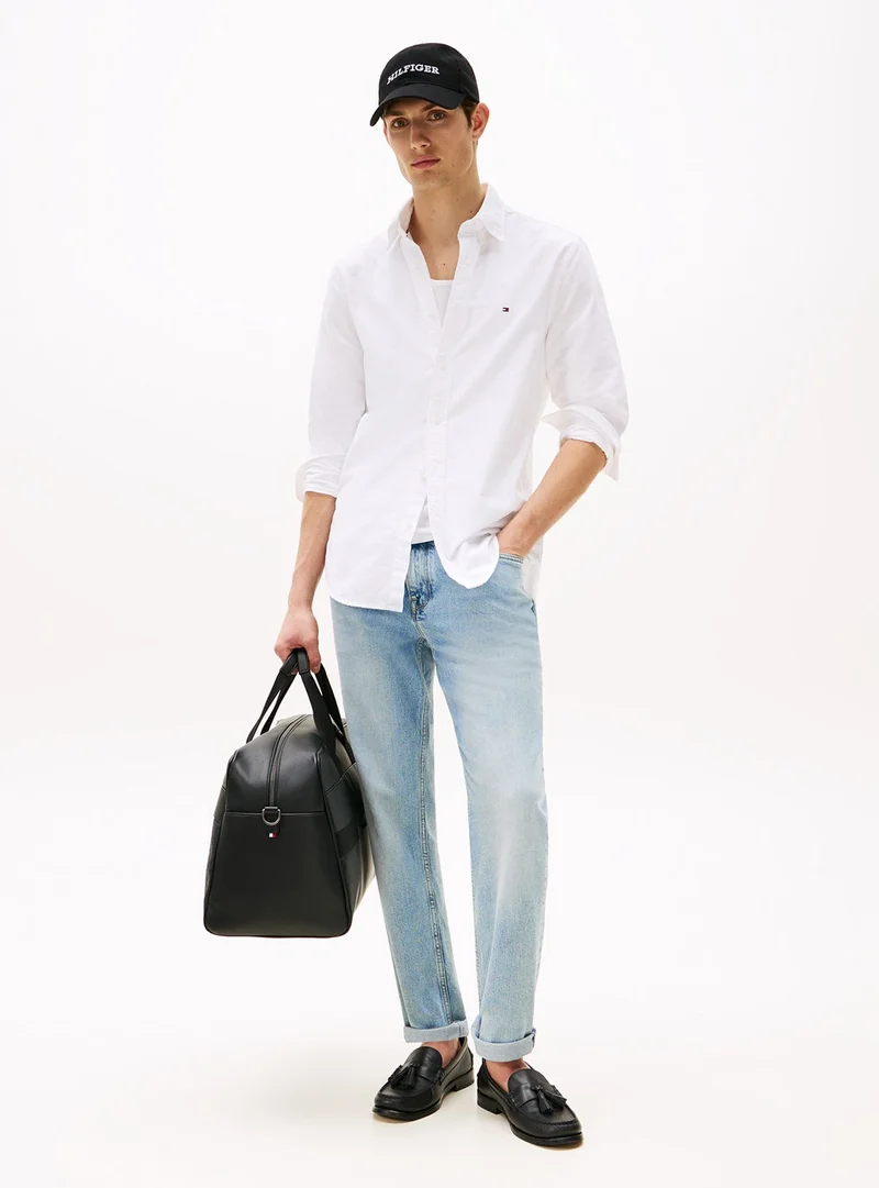Tommy Hilfiger Opthic White Regular Fit Flag Embroidery Oxford Shirt for Men | Best Price UAE