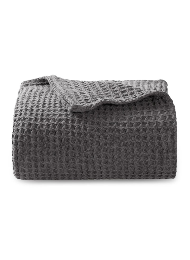 Bedsure Bedsure 100 Cotton Blanket Twin XL Size for Bed  Breathable and Soft Waffle Weave Blanket for Summer Spring Dark Grey 66x90 inches 