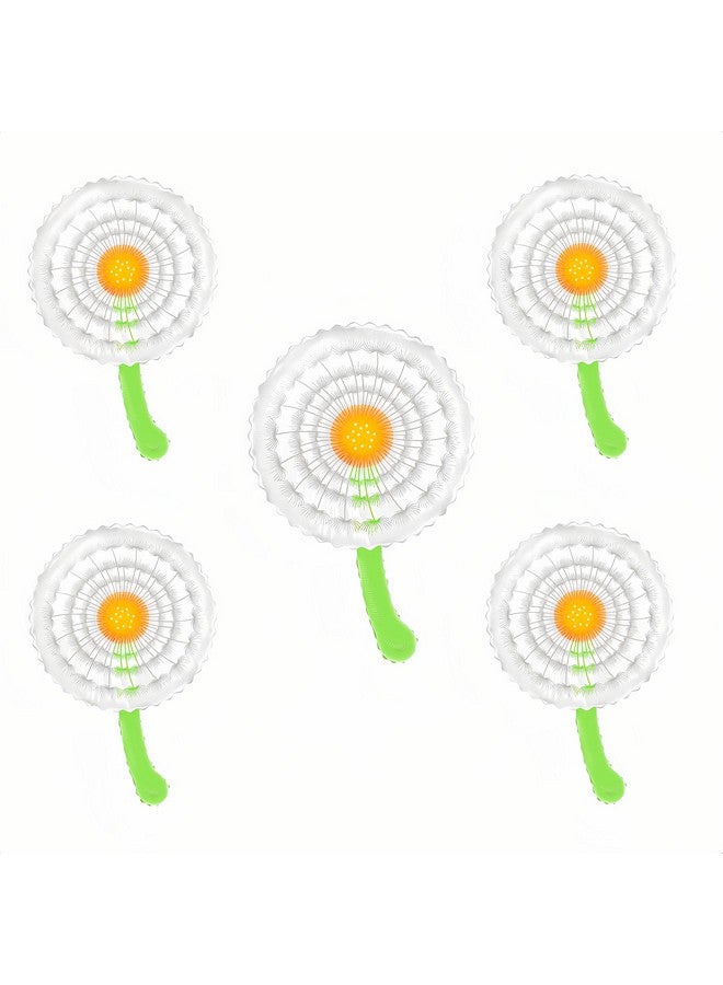 CYMYLAR CYMYLAR Dandelion Balloons 5 Pack/Memorial Balloons White Latex Balloons/Graduation Decoration/Baby Shower/Birthday/Picnic Party/Daisy Balloons/Aluminum Foil Mylar Flower for Party Decorations  - Image 1