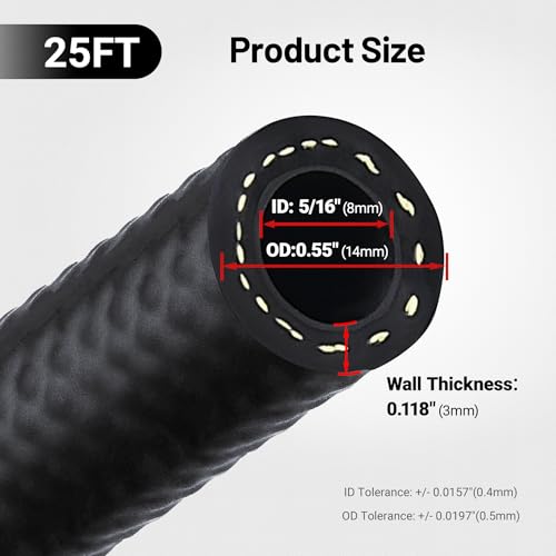 EVIL ENERGY 5/16 Fuel Line Hose 25FT Fuel Injection Hose Transmission Rubber SAE 30R9 300PSI - Image 3