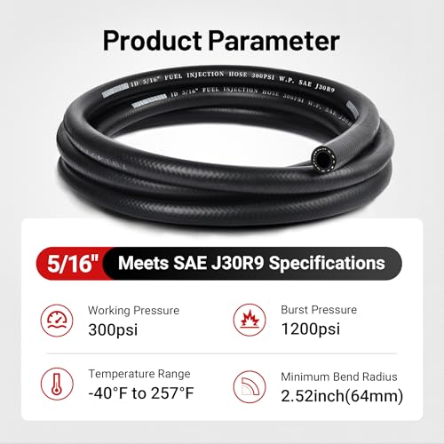 EVIL ENERGY 5/16 Fuel Line Hose 25FT Fuel Injection Hose Transmission Rubber SAE 30R9 300PSI - Image 4