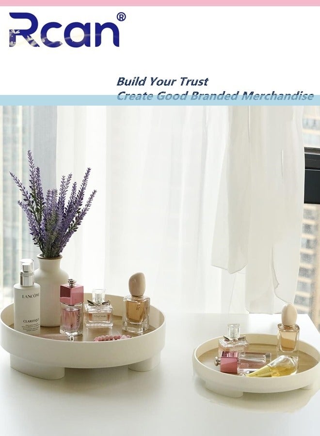 Rcan 2 Pack Round Bathroom Tray White Decorative Tray Dispenser Plate Serving Trays Pedestal Tray Vanity Trays Skincare Organizer - Image 4
