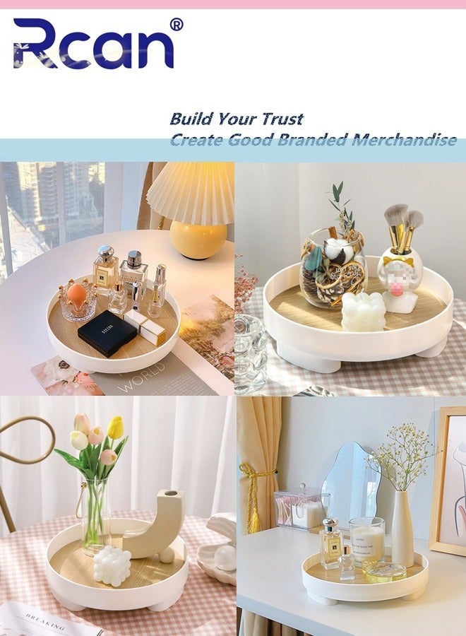 Rcan 2 Pack Round Bathroom Tray White Decorative Tray Dispenser Plate Serving Trays Pedestal Tray Vanity Trays Skincare Organizer - Image 5
