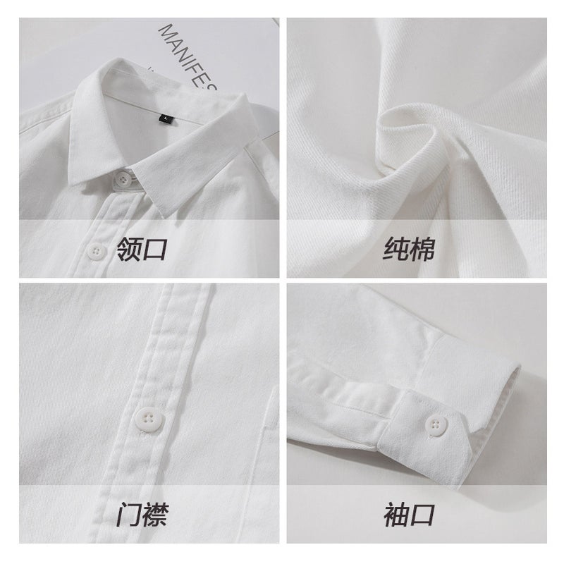 Pure Cotton Japanese-Style Cityboy Base Shirt Men'S Long-Sleeved American-Style Casual Stacked Cotton Inner Shirt - Image 5