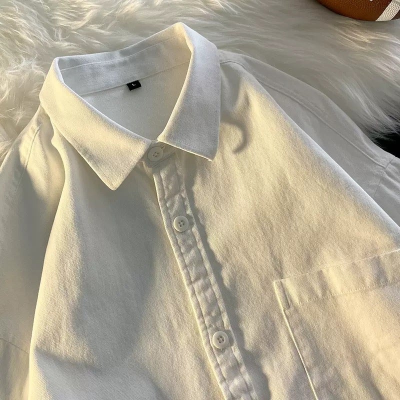 Pure Cotton Japanese-Style Cityboy Base Shirt Men'S Long-Sleeved American-Style Casual Stacked Cotton Inner Shirt - Image 2