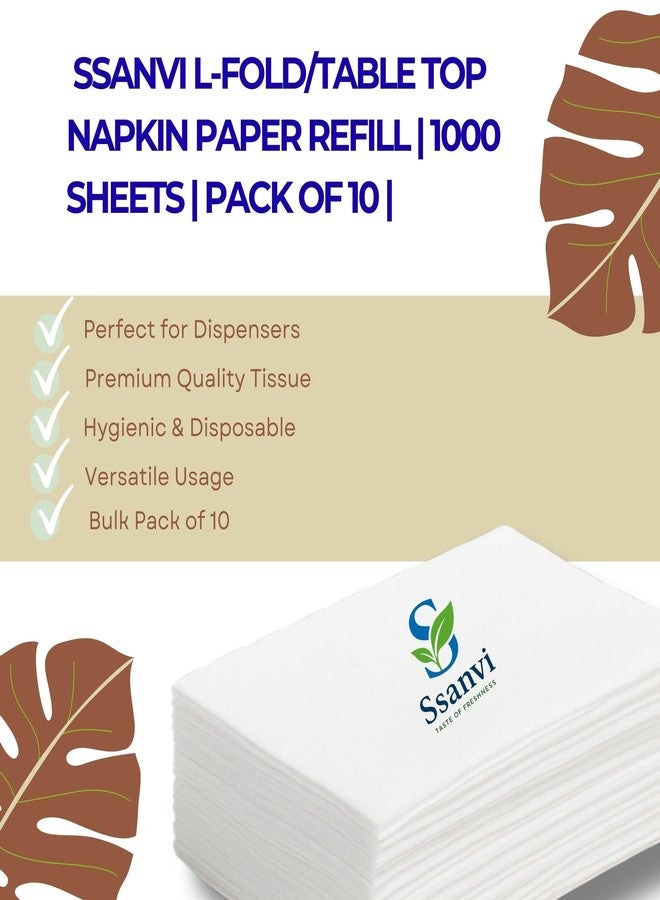 Ssanvi L-Fold/Table Top Napkin Paper Refill | 1000 Sheets | Pack of 10 | Premium Disposable Tissue for Restaurants, Cafes, Offices & Home Use - Image 4