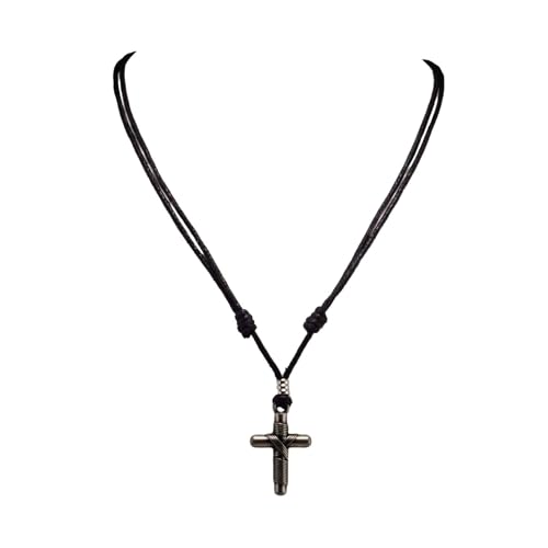 BlueRica Wrapped Cross on Adjustable Black Cord Necklace - Image 1