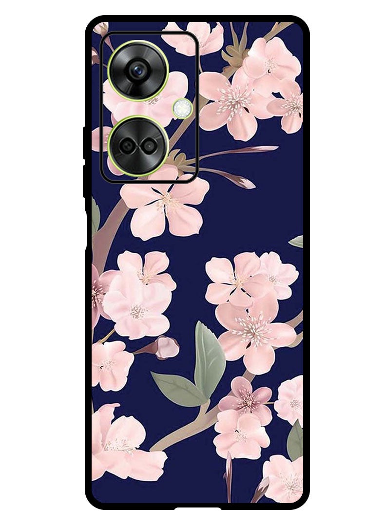 Theodor Protective Case Anti Scratch Shock Proof Bumper Cover For OnePlus Nord CE 3 Pink Flowers In Blue Background - Image 1
