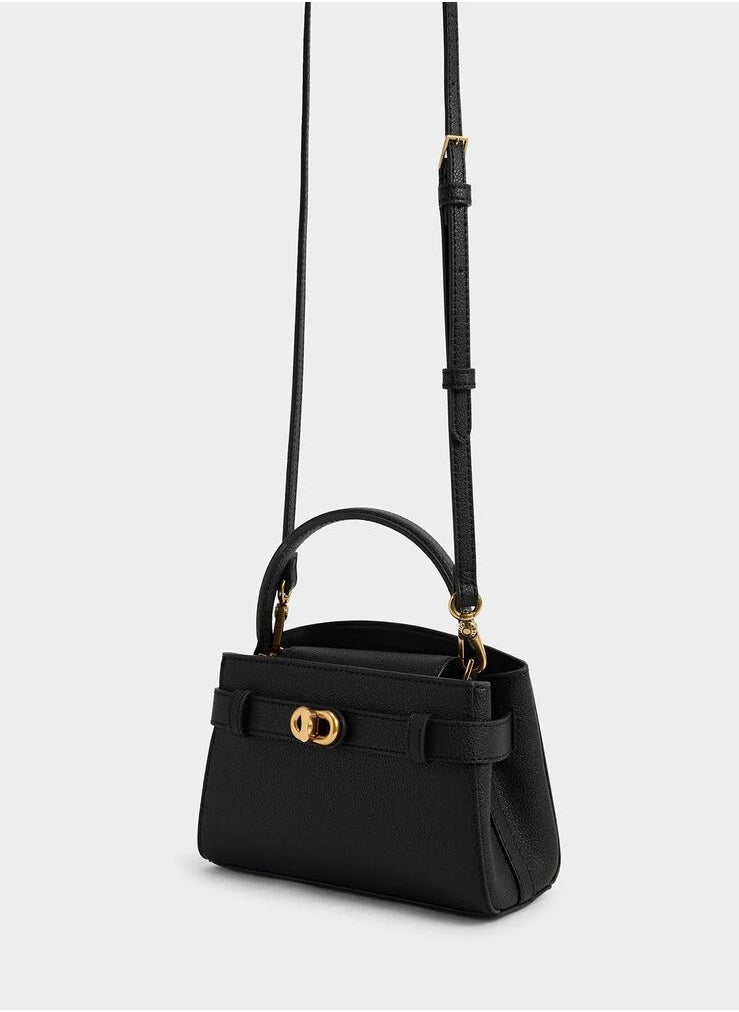 Charles & Keith Aubrielle Metallic-Buckle Top Handle Bag  - Image 4